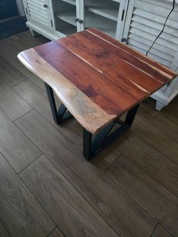 Live Edge Wood Coffee Table with Metal Base