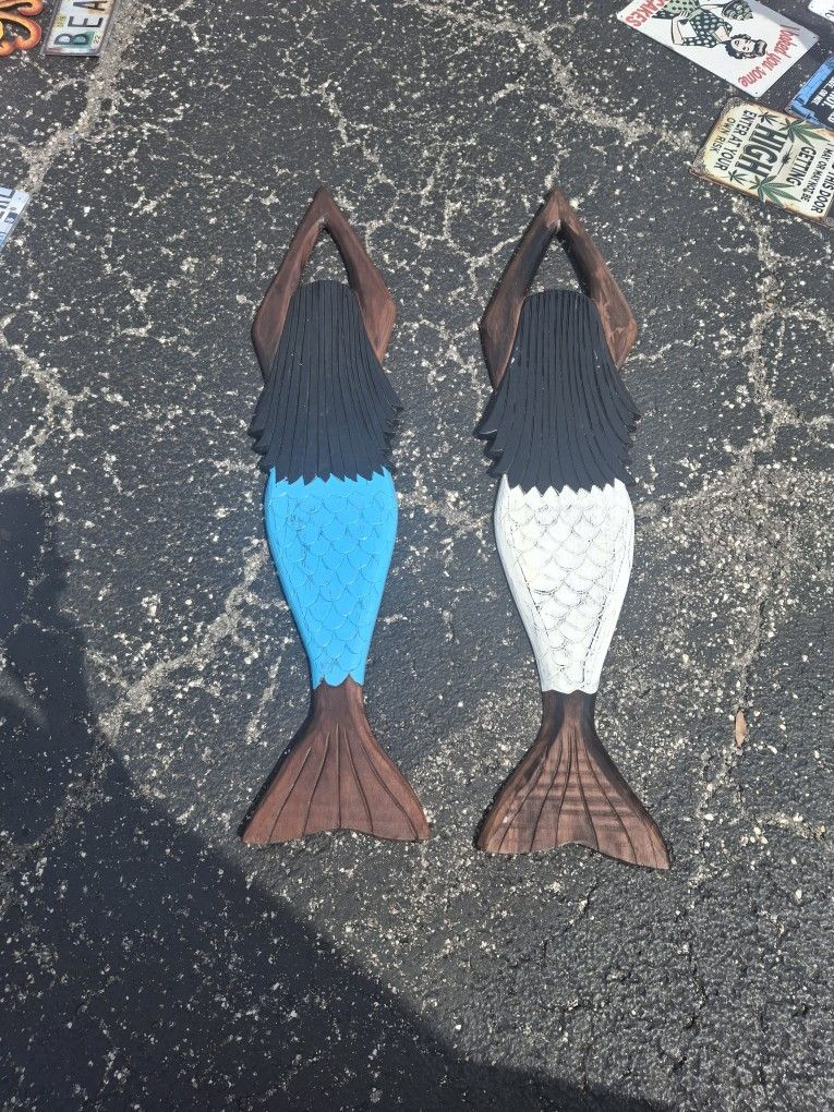 Choice Of Either 40 In Wooden Mermaid Wall Decor Sold Individually For 40 Each