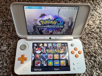 New Nintendo 2DS XL – White & Orange – Upgraded Battery + Accessories!