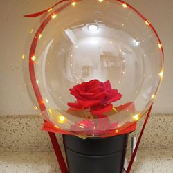  $30 Christmas  Led Balloon  Red Rose. Artificial Flower