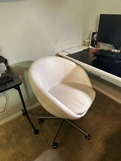 White Faux Leather Swivel Desk Chair