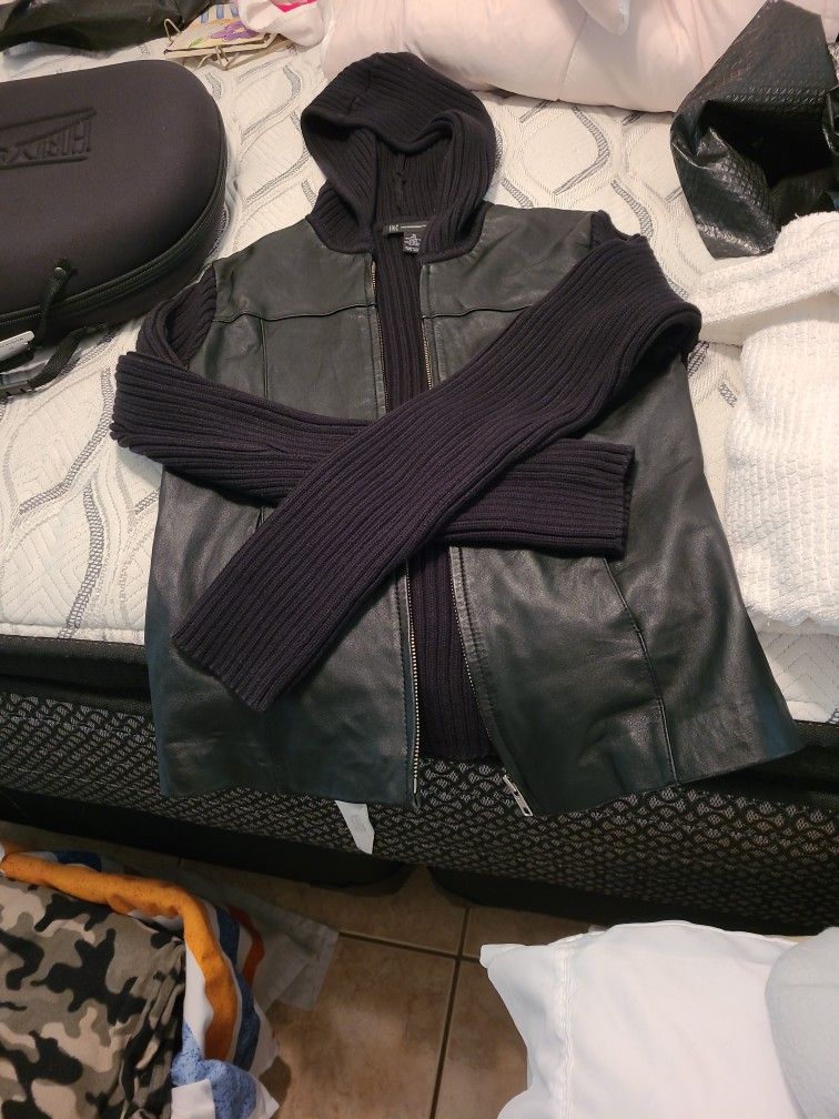 Black Leather Sweater Size Med Real Leather