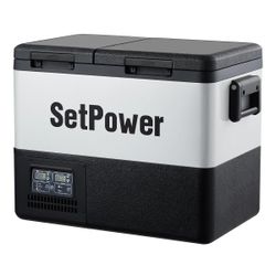 Setpower PT35 12V Portable Car Refrigerator Freezer with AC Adapter, 37 Quart Dual Zone Outdoor Fridge, 0℉-50℉, Separate Temperature Control, 3-Year W