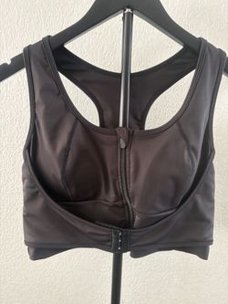 Black Zip-Front Racerback Sports Bra