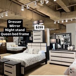 Dresser Mirror Night Stand Queen Bed Frame NEW