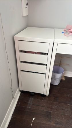 White Rolling Drawer Cabinet on Wheels