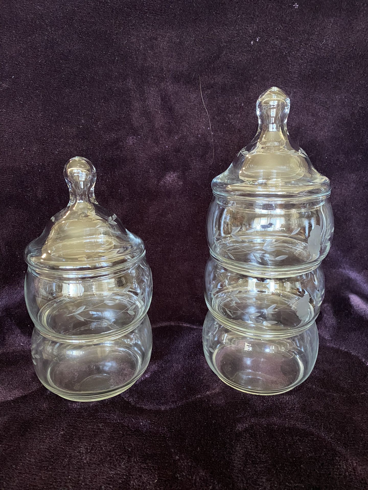 Princess House Heritage Stacking 4 piece and 3 piece candy jar w/ Lid crystal