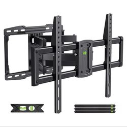 Wall support for full-movement TV for 42-86 inches, rotating and tilting support, wall support with double articulated arms up to 132 pounds