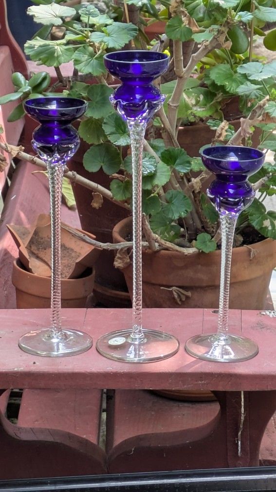Cobalt Blue Candle Holders 