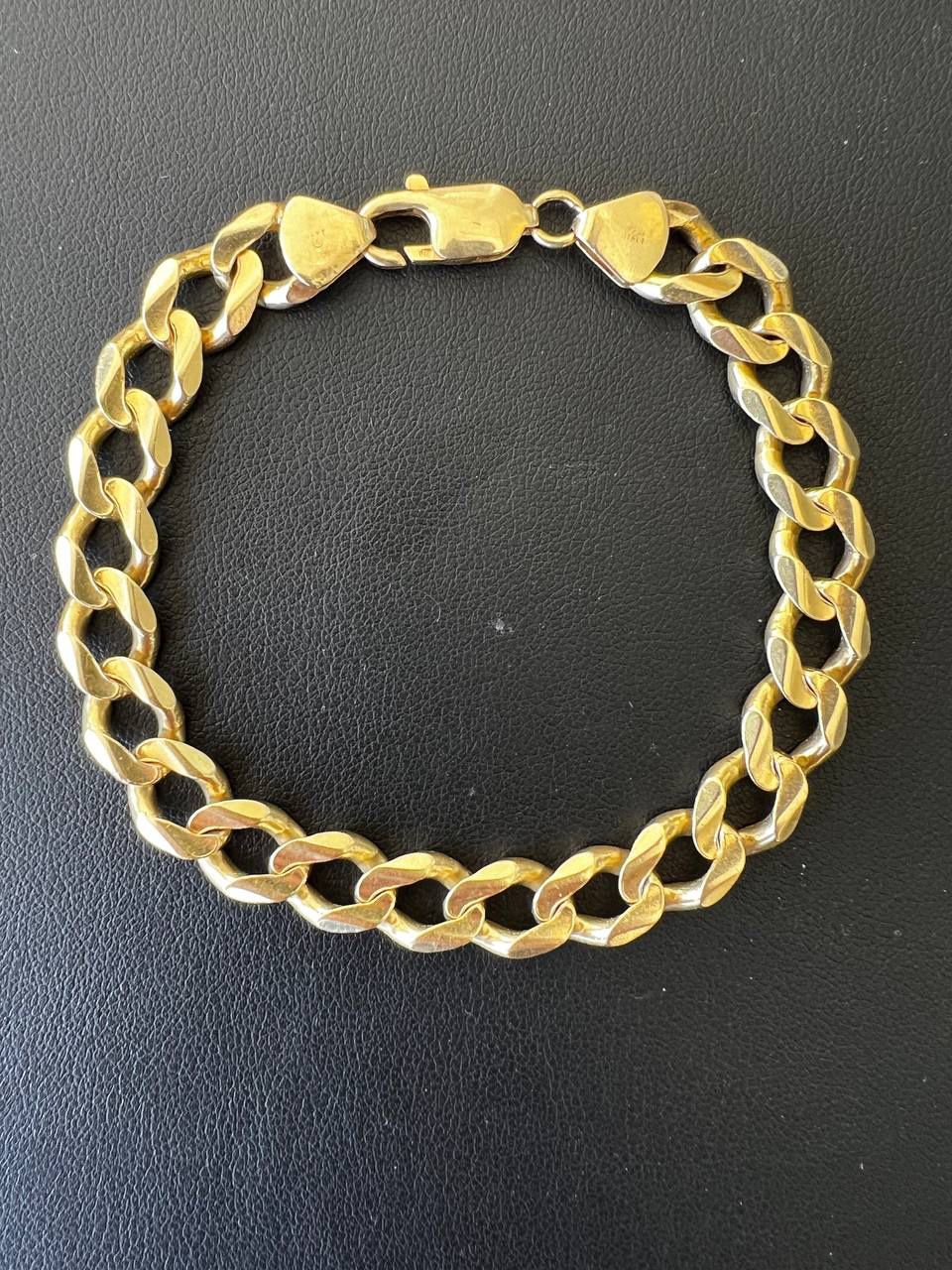 14k yellow gold solid curb bracelet 8 inch