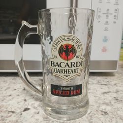 Bacardi Oakheart Rum Stein  Mug Beer Heavy Glass Drinking Stein Spiced Rum