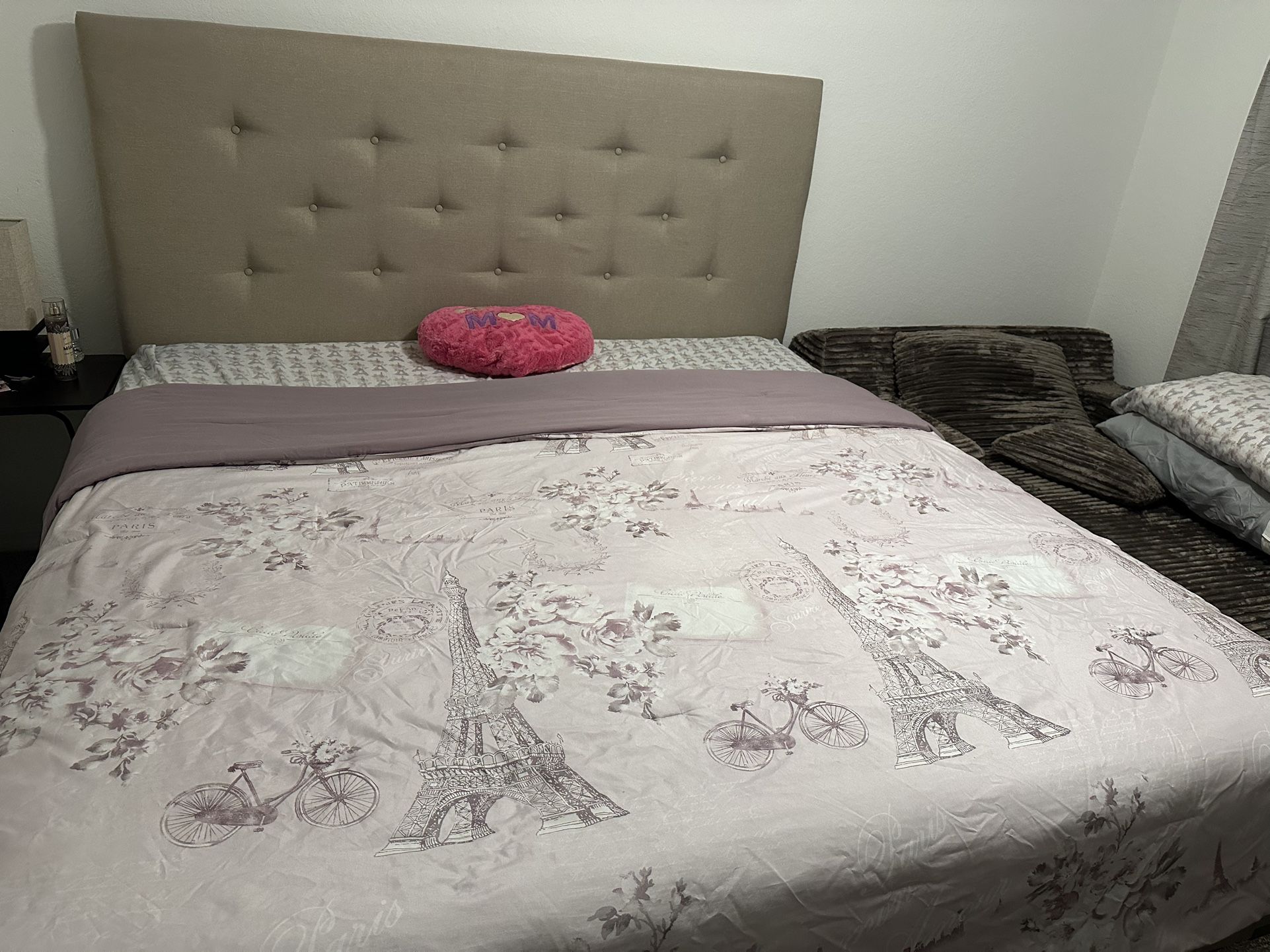 King Bed - Mattress, Box Springs, Headboard and metal frame