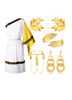 Greek Goddess Costume Set with Accessories