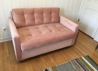 Joybird Eliot Sofa Twin Sleeper Pink Velvet 