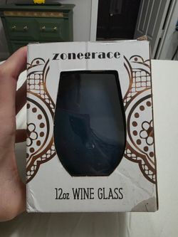 Zonegrace 12 oz Insulated Stemless Wine Glass Blue Stainless Steel New in Box