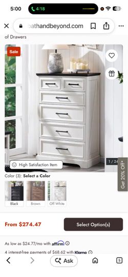 White 6-Drawer Chest of Drawers