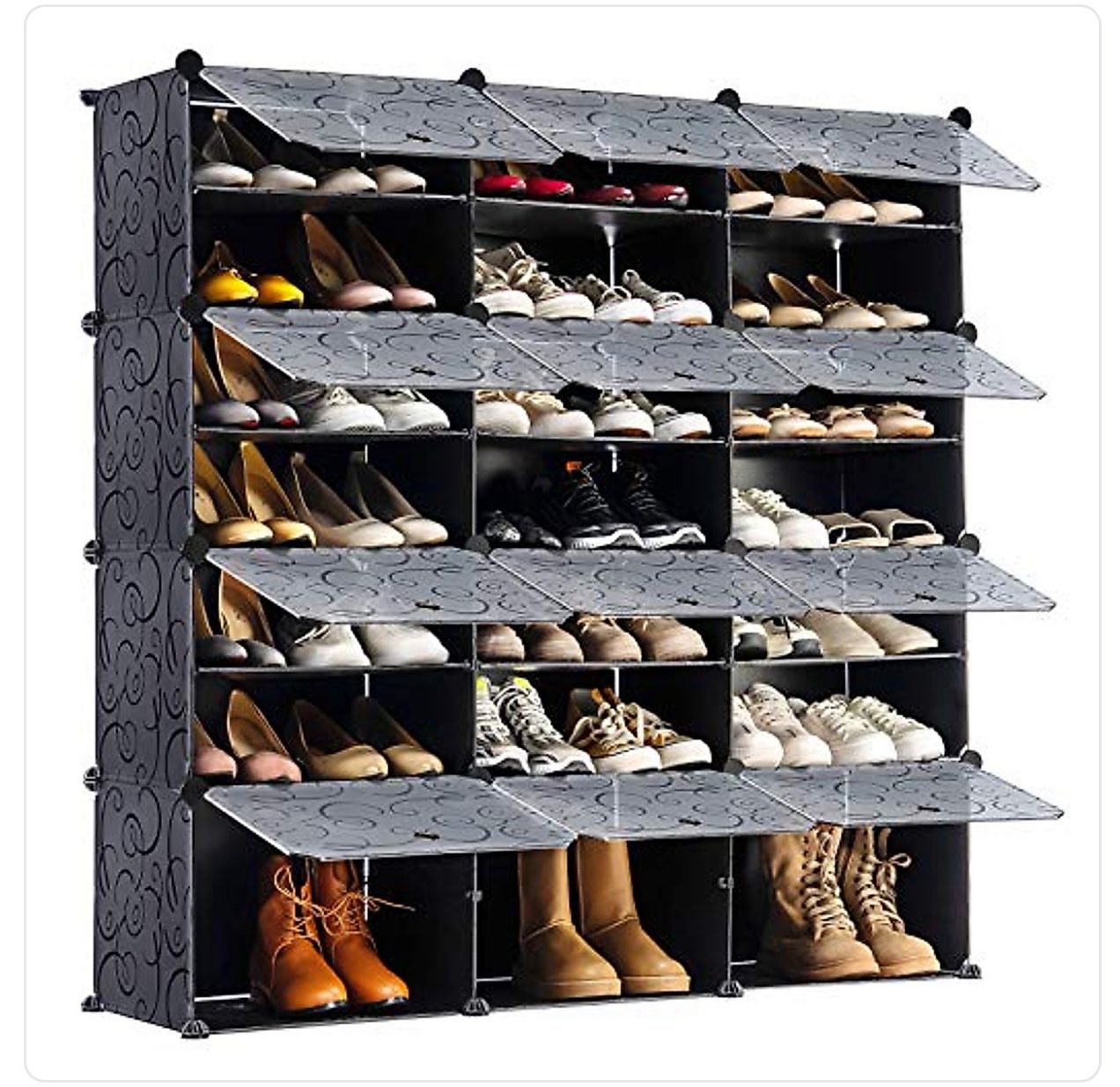 Portable Shoe Rack Organizer, 48-Pair Tower Shelf Storage Cabinets, Plastic Shoe Organizer for Entryway, Expandable for Heels,Boots,Slippers