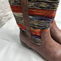 Boots W/ Multi Color Fabric 
