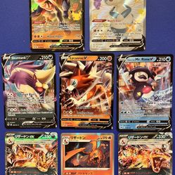 8 Holo Pokemon Cards with 3 Japanese Charizard