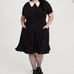 Brand New / Never Worn Plus Size Torrid “Collared Skater Dress” Halloween Wednesday Character Dress