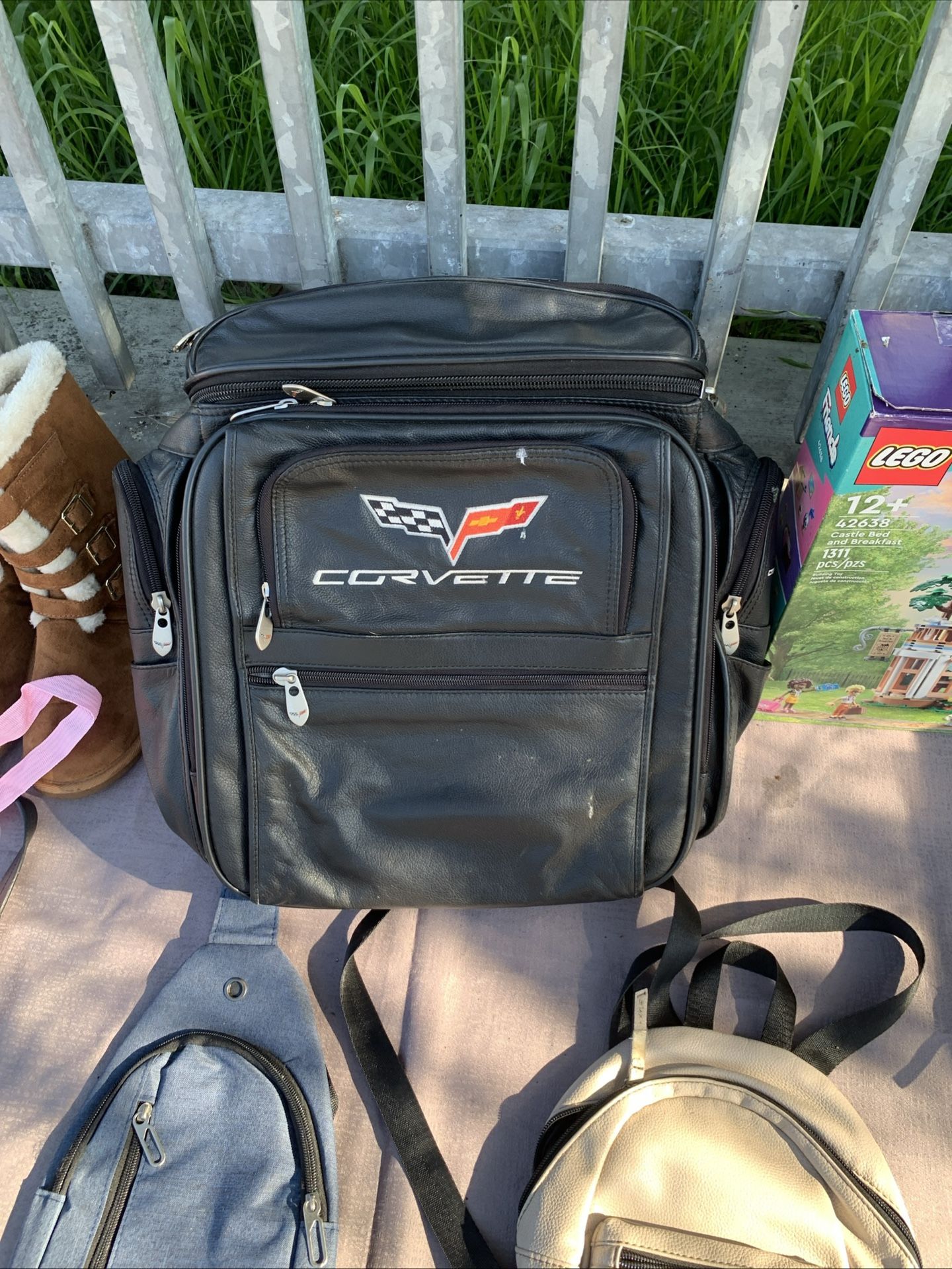 Vintage Corvette Leather Backpack 