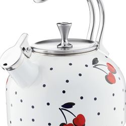 Vintage Cherry Dot Tea Kettle