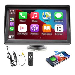 Portable Wireless Apple CARPLAY Android Auto Screen,7 inch Touch Screen Car Stereo Car Audio Receivers with Bluetooth WiFi,Live Navigation,Voice Contr