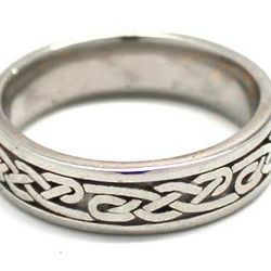 Mens 14K White Gold Wedding Band