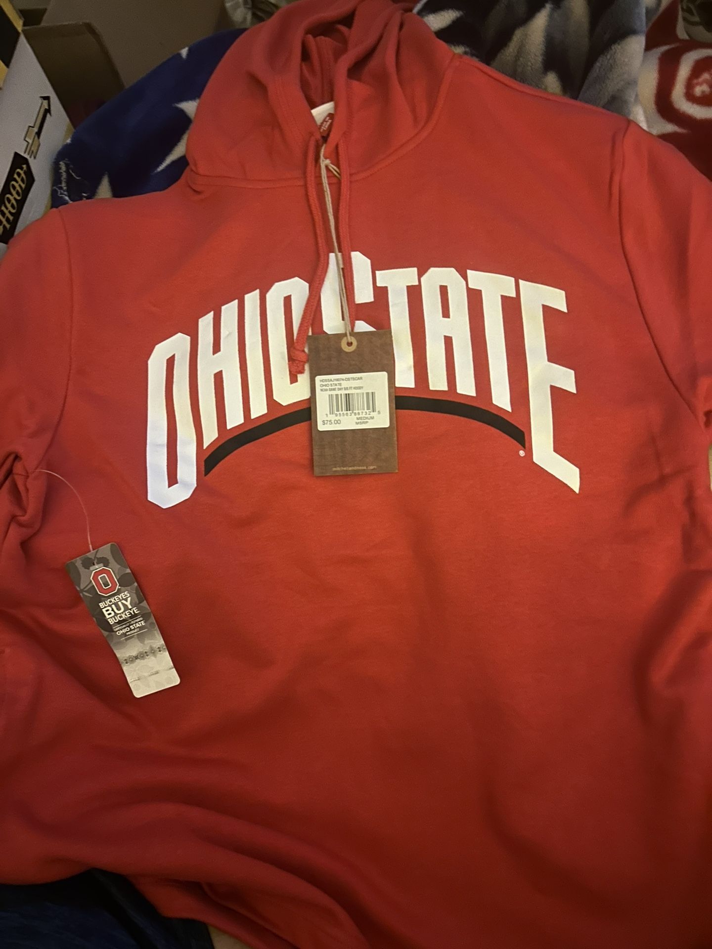 Ohio State Short Sleeve Mitchell And Ness Hoodie