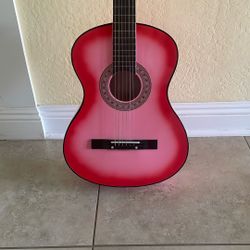 Pink Gradient Acoustic Guitar Bundle – Bag & Tuner Included! 🎸💖