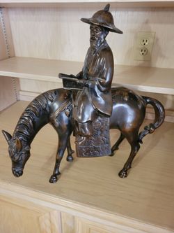 Vintage Korean Bronze Tone Iron Statue