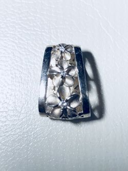Plumeria pendants w CZ. (.925 sterling silver)
