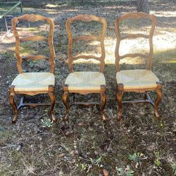 Curvy Backed Dining Chair With Woven  Seat Handmade Vintage