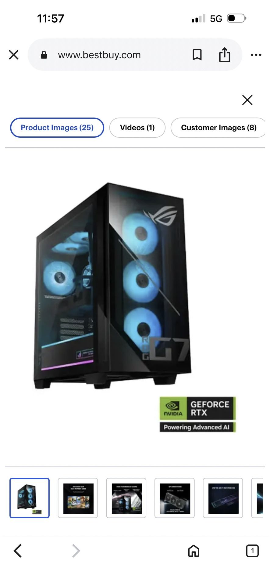 ASUS ASUS ROG G700 (2025) Gaming Desktop PC, Intel® CoreUltra 7 265F Processor, NVIDIA® GeForce RTX™ 5070, 2TB M.2 NVMe™ PCIe® 4 SSD, 32GB DDR5 RAM,