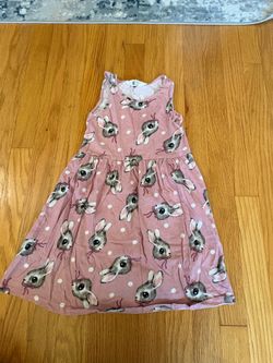 Girls polka dot and bunny pink dress