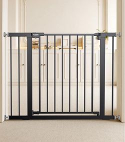 29.5-40.5" Baby Gate For Stairs, Dog Gate For Doorways, Walk Thru Auto Close Metal Baby Safety Gate For The House, Stairs And Doorways, Child Gate Pre