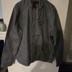 GUESS Faux-Leather Winter Jacket XXL – Gray / Gray Lining