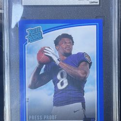 Lamar Jackson Blue Press Proof Rated Rookie SCG 10