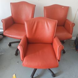 Red Leather Rolling Chairs 