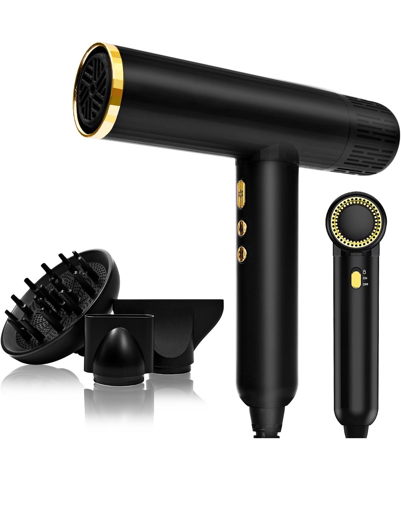 Brandnew Hair Dryer, Ionic Blow Dryer with Diffuser, 1600W &110000RPM High-Speed Brushless Motor for Fast Drying, Lock Function, Constant Temperature