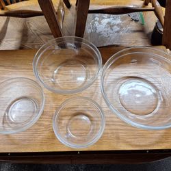 4 Clear Glass Duralex Mixing Bowls