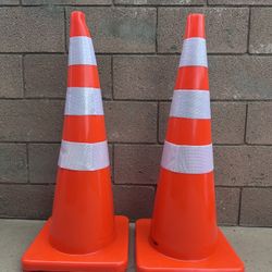 (2 Pack) Traffic Cones 36 Inch PVC Orange Cone for Traffic Control,Construction Events, Driveway Road Parking Lot