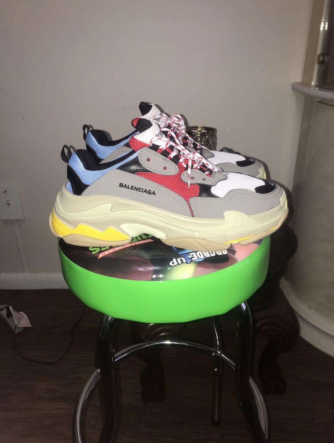 Balenciaga Triple S Red Blue Yellow Size 12 Men Fashion Designer Shoes Athletic Sneakers