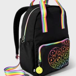 THE CHILDREN'S PLACE Tween Girls Rainbow  Happy Face Backpack- Black🎒🌈😊