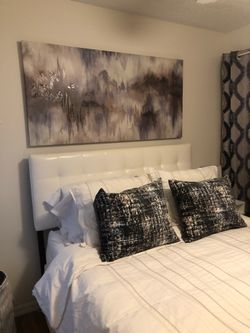 White leather queen headboard