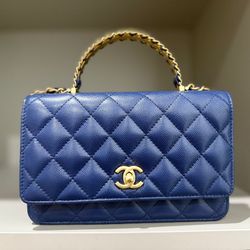 AUTHENTIC CHANEL Wallet On Chain Caviar Blue