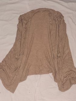 Tan Open-Front Knit Cardigan