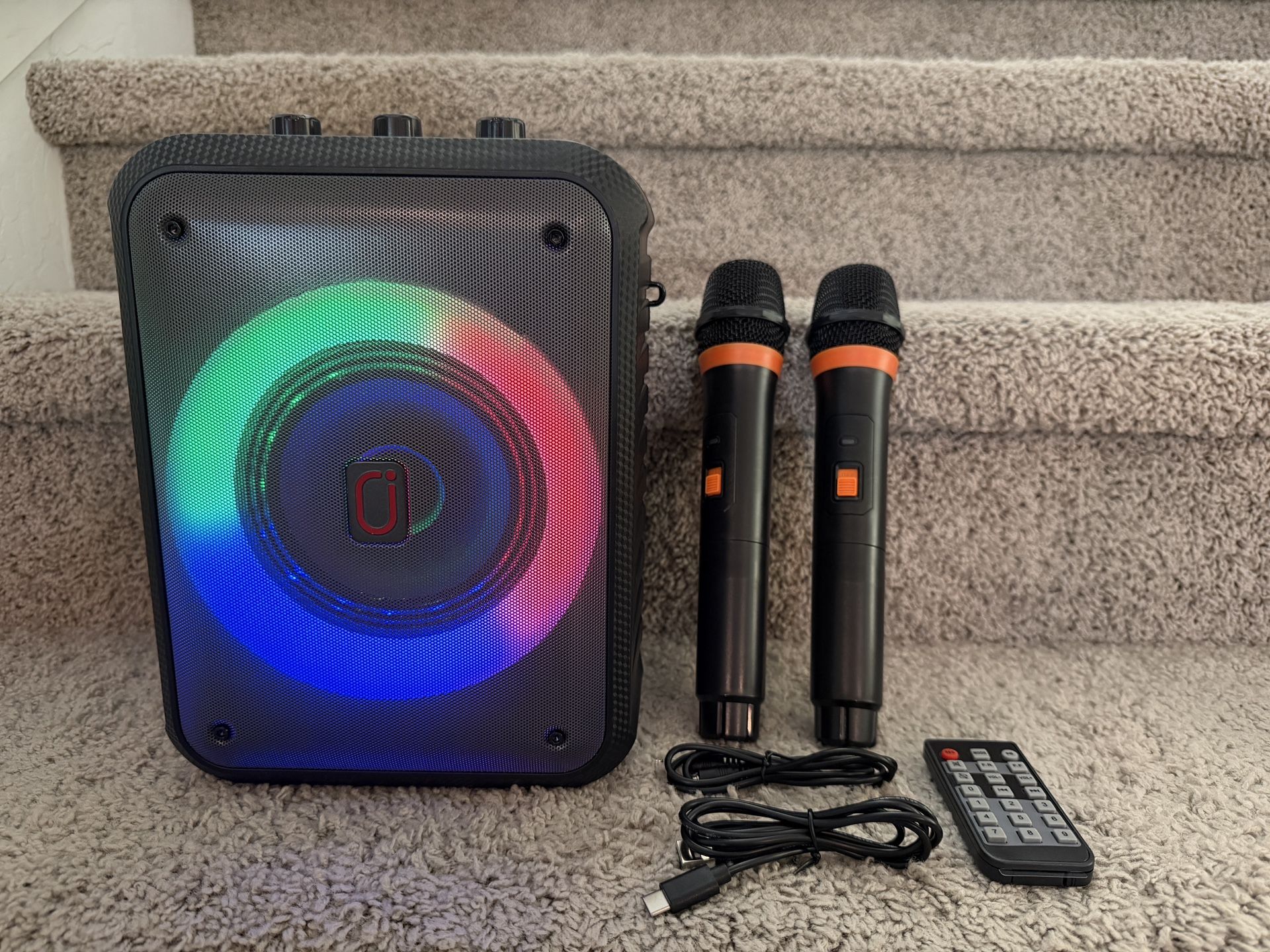 New  Portable Bluetooth Speaker with 2 Wireless Microphones