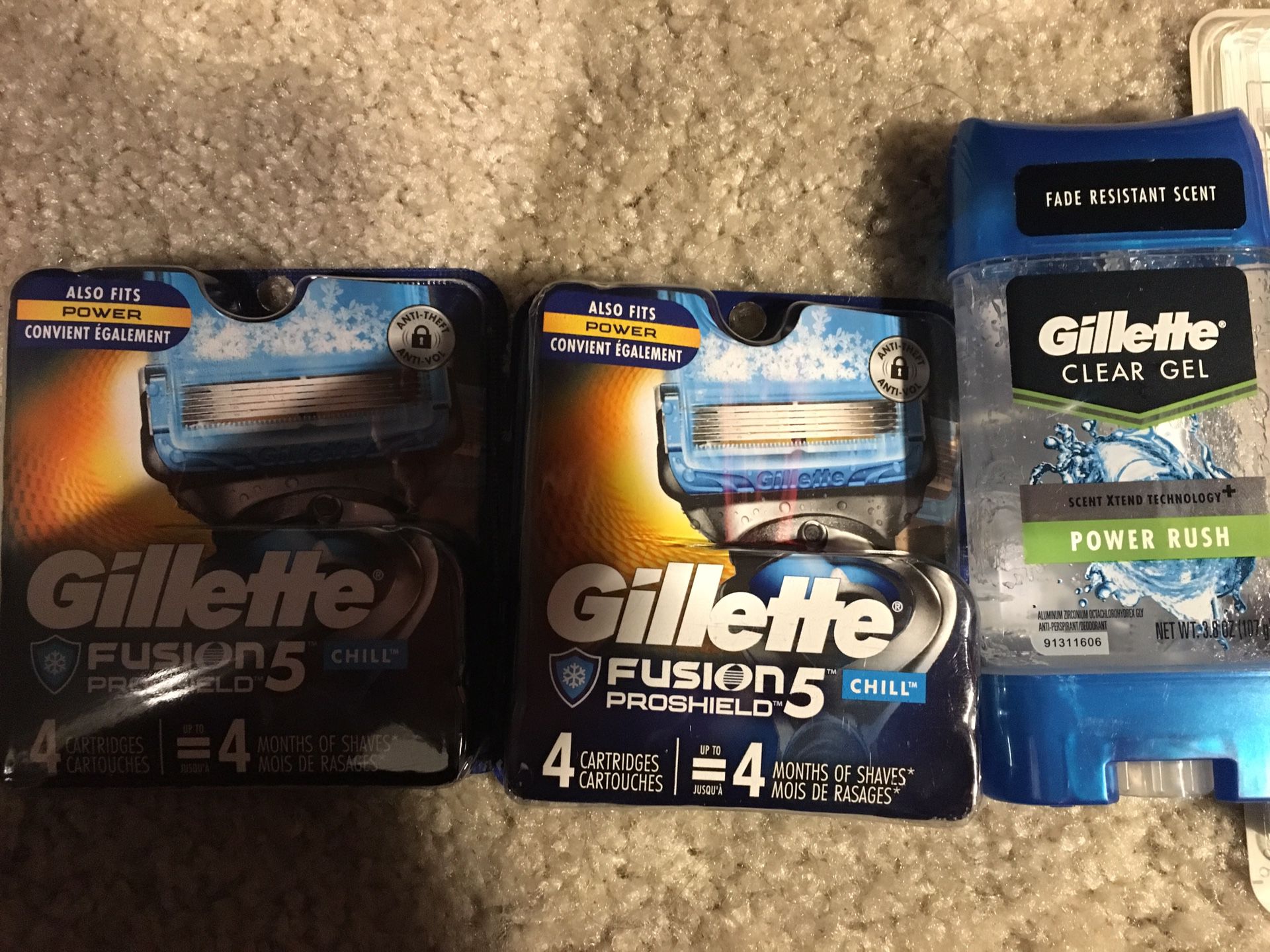 New 2 4 packs of Gillette razors and one deodorant
