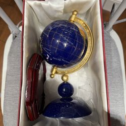 Lapis Gemstone Table Top Globe NEW IN BOX 